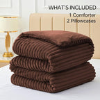 BEDELITE Fleece King Comforter Set -Super Soft & Warm Fluffy Hot Chotolate Bedding, Luxury Fuzzy Heavy Bed Set for Winter with 2 Pillow Cases