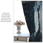 Viking Ship Curtains, Night Scene with Black Vikings Dragon Ship Sailing, Vintage Ancient Scandinavian Nautical Print Blackout Window Drapes for Boys Bedroom Living Room 52x84in