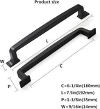 khtumeware 2 Pack 6-1/4 Inch Matte Black Cabinet Pulls, Kitchen Cabinet Hardware, Drawer Handles
