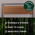 ZINUS Suzanne Bamboo and Metal Platform Bed Frame, 7-Inch Low Profile, Solid Steel Construction, No Box Spring Needed, Wood Slat Support, Easy Assembly, Chestnut Brown, Queen