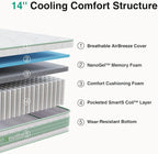 Novilla King Size Mattress 14 inch, King Size Hybrid Mattress in a Box with Motion Isolation,Gel Memory Foam with Pocket Springs for Support & Pressure Relief, Medium Firm Pillow Top Mattresses