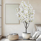 Indoor Cherry Blossoms Tree White Artificial Cherry Blossom Tree 6FT Faux Bedroom Trees for Home Decor