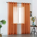 DUALIFE Terracotta Curtains 108 Inch Extra Length for Bedroom 2 Panel Sets Grommet Sheer Curtains for Living Room 52X108 Inches Long 9 FT Rust Burnt Orange Red