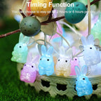 BOHON 3D Bunny Easter Lights String, 10 ft 30 LEDs Colorful Rabbit Battery Operated String Lights with Remote &Timer, Easter Decorations Indoor, Fairy Lights for Spring Window Decor