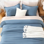 Litanika Twin XL Comforter Set Dusty Blue - 2 Pieces Extra Long Bed Set for College Dorm, All Season Bedding Set for Girls and Boys