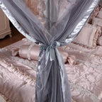 Mengersi Gray Canopy Bed Curtains Mosquito Net Bed Drapes for Queen Bed