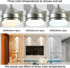 YUHAO 52 Inch Brushed Nickel Ceiling Fan with Light and Remote Control.Noiseless,Dimmable,3CCT,6 Speeds Reversible, DC Ceiling Fans for Indoor or Covered Outdoor