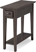 Leick Home 10071-GR One Drawer Chairside/Recliner End Table with Shelf, Smoke Gray