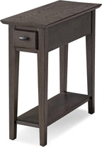 Leick Home 10071-GR One Drawer Chairside/Recliner End Table with Shelf, Smoke Gray