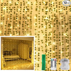 KASZOO 12 Pack Artificial Ivy Leaf Plants with 240 LED Window Curtain String Lights, Fake Plants Vine Hanging Garland, Hanging for Wall Party Wedding Room Home Kitchen Indoor & Outdoor Decoration