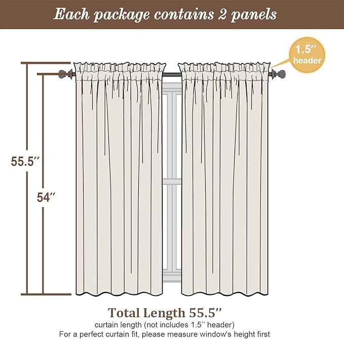 Chyhomenyc Gold Sheer Curtains 54 Inch Long 2 Panels Set, Short Voile Rod Pocket Drapes for Dinning Small Windows Bathroom Living Room Bedroom, Each 42Wx54L in, 2PCS, Gold