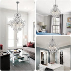 WUZUPS Crystal Chandelier 5-Light Pendant Ceiling Light Modern Lighting Fixture for Bedroom Hallway Bar Kitchen Bathroom, H 22.6'' x W 19.2'', E12 Base, Chrome