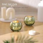 LAMORGIFT 12 PCS Green Votive Candle Holders- Mercury Glass Candle Holders for Sage Green Wedding Decor, Green Tea Light Candle Holders for Vintage Wedding, Engagement, Rehearsal Dinner Table Decor