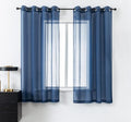 DUALIFE 72 Inch Length Navy Blue Curtains for Bedroom 2 Panels Set Semi Sheer Grommet Window Texture Soft Voile Sheer Curtains for Living Room Boys Playroom 52x72 Inches Long
