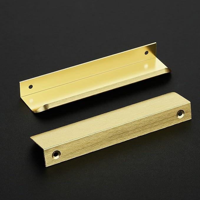 Ravinte Hardware 8 Pack Gold Cabinet Handles, 5.9 Inch (150mm) Finger Edge Pulls, 5 Inch Hole Center, Finger Pulls for Cabinets