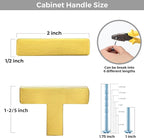 10 Pack Brushed Brass Cabinet Knobs - Kitchen Cabinet Knobs Gold Cabinet Pulls for Kitchen Cabinet Drawer Stainless Steel Dresser Knobs for Cabinet Hardware 2in Length Single Hole Square