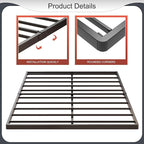 1.6 Inch Bunkie Board Full Low Heavy Duty Metal Box Spring Full Size Bed Base, Sturdy Mattress Foundation, Easy Assembly, Noise Free, Black