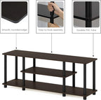 Furinno Turn-N-Tube No Tools 3D 3-Tier Entertainment TV Stand up to 50 inch TV, Round Tubes, Dark Brown / Black