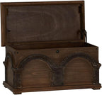 Household Essentials Wooden Arch Trunk Storage Chest, Small, Brown