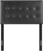 Modway Emily Tufted Button Faux Leather Upholstered Twin Headboard in Black