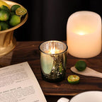 Volens Green Votive Candle Holders Set of 12, Speckles Mercury Glass Tealight Candle Holder Bulk for Table Wedding Centerpiece, Green and Gold Party Decorations & Home Decor