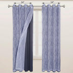 BONZER Mix and Match Curtains - 2 Pieces Branch Print Sheer Curtains and 2 Pieces Blackout Curtains for Bedroom Living Room Grommet Window Drapes, 54x95 Inch/Panel, Grey Dark, Set of 4 Panels