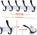 SKOLOO Modern Metal Wall Coat Rack with 5 Hooks, Pack of 2, Sturdy Wall Hook Rack Rail for Hanging Coat, Jacket, Clothes, Hat, Black on White