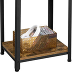 Yaheetech Large 3-Tier Tall End Table, 30 Inches High Side Table with Wooden Shelves & Strong Metal Frame for Living Room Small Space, 12 x 16 x 29.5 inches，Rustic Brown