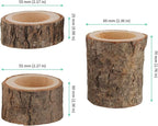 FUNSUEI 18 PCS Wooden Tea Light Candle Holders, Rustic Wood Votive Log Candle Holders, Rustic Wood Votive Candle Holder for Table Decoration, 3 Sizes