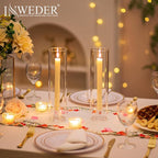 Glass Hurricane Candle Holder: 11.8" Tall Candlestick Holder Bulk with Cylinder Windproof Cover Set of 10 Clear Taper Candle Holders for Wedding Party Birthday Christmas Decor
