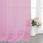 Chyhomenyc Light Pink Sheer Curtains 84 Inch Length 2 Panels, Light Filtering Cute Voile Pink Window Curtain Drapes for Girls Room，Each 42Wx84L Inches