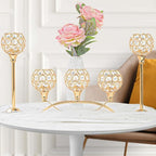 Crystal Tealight Candle Holder Centerpiece Home Decorative Candlestick Holder Elegant Table Centerpiece Home Decor Wedding Party Anniversary (Gold, Set of 3)