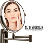 OVENTE 7" Wall Mounted Makeup Mirror with 1X/7X Magnification, Double Sided Magnifying Round Bathroom Vanity Mirror, 360° Swivel Design, Extendable and Folding Arm, Antique Bronze MNLFW70ABZ1X7X