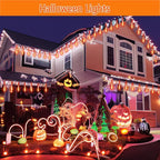 Kwaiffeo Halloween Yard Decorations: 16-Tube Meteor Shower Lights for Front Yard Halloween Fall Outdoor Decor, Equivalent to 2 Sets of 8-Tube, UL Plug