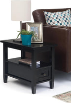 SIMPLIHOME Warm Shaker SOLID WOOD 14 inch Wide Rectangle Transitional Narrow Side Table in Black for the Living Room and Bedroom