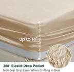 Love's cabin California King Satin Sheet Sets - 4 Piece Beige Silky Sheets Bed Set with Deep Pocket, Luxury Silk Feel Satin Cal King Sheet Set (1 Flat Sheet,1 Fitted Sheet,2 Pillow Cases)