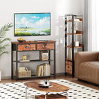 Furologee Console Sofa Table with Storage Shelf for Entry Way, Small 30'' Entryway Table with 2 Fabric Drawers, Industrial Display Shelves for Hallway, Entrance, Foyer, Rustic Brown