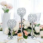 Bulk Crystal Candle Holder Set, 3 Sizes Tealight Candlestick Holders, Elegant Candelabra for Wedding Table Centerpiece, Fireplace, Home & Living Room Decor – Kehail (Set of 12, Silver)