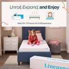 Linenspa 5 Inch Gel Infused Memory Foam Mattress - Queen Size - Firm - Low Profile Bed - Mattress in a Box - Youth or Kids Bed - Guest Bedroom - Pressure Relieving and Breathable - CertiPur Certified