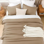 Litanika Taupe Comforter Set King Size, 3 Pieces Solid Bedding Comforter Set, All Season Fluffy Bed Set (104x90In Comforter & 2 Pillowcases)