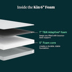 Kin By Tuft & Needle Firm 6" Twin XL Adaptive Foam Mattress in a Box, Cooling Pressure Relief, Balanced Support, 100 Night Trial, Fiberglass-Free, CertiPUR-US, 10-Year Limited Warranty