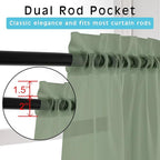 OWENIE Sage Sheer Kitchen Valance for Windows Set of 2, Short Modern Rod Pocket Voile Valance Curtain Window Treatment Decor for Living Room Bathroom Cafe Laundry Basement, 42" W x 14" L