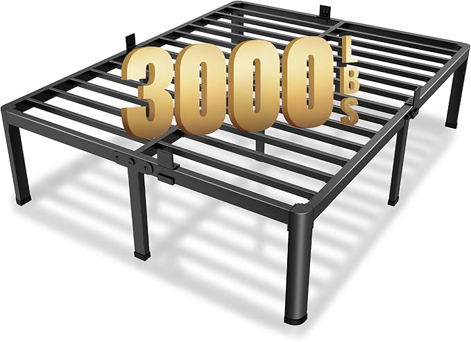 MAF 14 Inch Queen Metal Platform Bed Frame with Round Corner Legs, 3000 LBS Heavy Duty Steel Slats Support, Noise Free, No Box Spring Needed, Easy Assembly