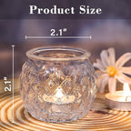 DARJEN Clear Votive Candle Holders Set of 24- Round Glass Candle Holders Bulk for Tea Light Candle, Diamond Texture Candle Votives for Wedding Centerpiece, Living Room & Home Table Decor