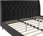 Novogratz The Her Majesty Upholstered Bed, King, Black Velvet