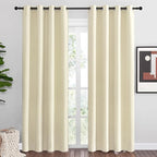 NICETOWN Beige Room Darkening Curtains 86" Long for Boho Farmhouse Home Decoration, Window Treatment Total Privacy Drape Panels for Bedroom Living Room Guest Room (55" Wide, Set of 2)