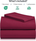 LuxClub Twin XL Sheets - Soft Twin Bed Sheets for-Boys-and-Girls-3 PC Deep Pockets Wrinkle Free-Kids-Fitted Sheets Machine Washable Hotel Bedding Silky Soft - Burgundy Twin XL