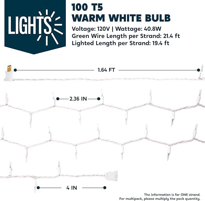 Joiedomi Christmas String Lights Indoor,200(2x100) Mini Warm Fairy Light,43FT Lighting Decor for Patio Dorm Classroom Bedroom Holiday Wedding Party Garland Birthday Festival,White Wire