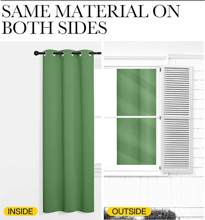NICETOWN Froest Green Blackout Curtains 90 inches Length for Living Room, 2 Panels, 55" Wide, Thermal Insulated Long Drapes for Large Window