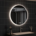 ROOMTEC 40" LED Round Mirror, Wall-Mounted, 6000K Backlit, Dimmable Lighted Bathroom Vanity, Anti-Fog